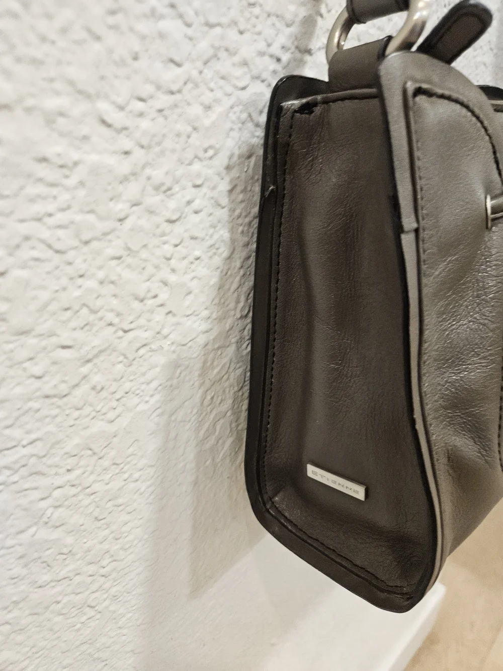 Vintage Etienne Grey Leather Satchel Shoulder Purse